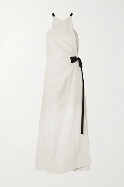 Rosetta Getty Cotton-trimmed Tweed Wrap Dress In Ecru