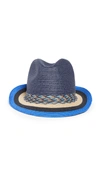 Paul Smith Men's Striped-brim Straw Fedora Hat In Navy