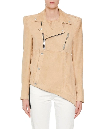 Ben Taverniti Unravel Project Hybrid Suede Biker Jacket In Nude