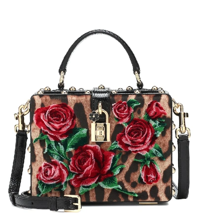 Dolce & Gabbana Leopard-print Floral Velvet Box Bag In Multicoloured