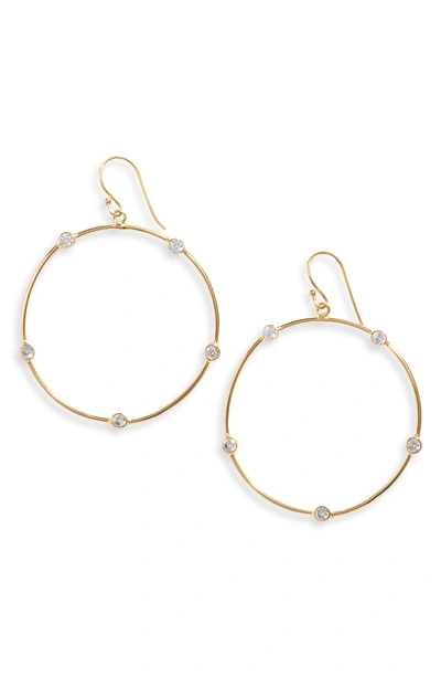 Argento Vivo Open Circle Stone Drop Earrings In 14k Gold-plated Sterling Silver In Clear/ Gold