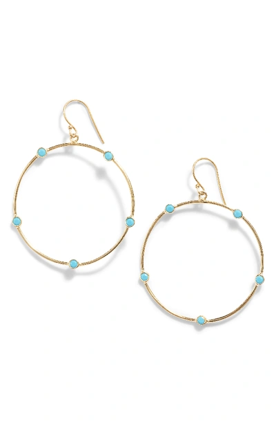 Argento Vivo Open Circle Stone Drop Earrings In 14k Gold-plated Sterling Silver In Turquoise/ Gold