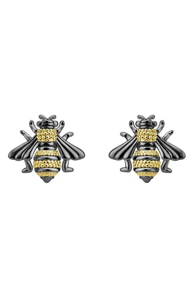 Lagos 18k Yellow Gold & Sterling Silver Rare Wonders Honeybee Stud Earrings In Gold/black
