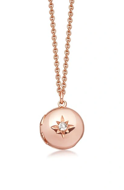 Astley Clarke Biography Locket Necklace In 18k Gold-plated Sterling Silver, 18k Rose Gold-plated Sterling Silver O