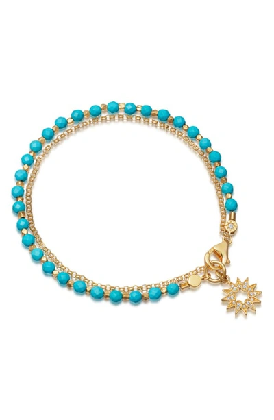 Astley Clarke Turquoise Sun Biography Bracelet In 18k Gold-plated Sterling Silver In Tourquoise/ Yellow Gold