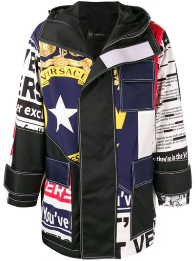 Versace Bandiera And Tabloid Print Technical Jacket In Multicolor