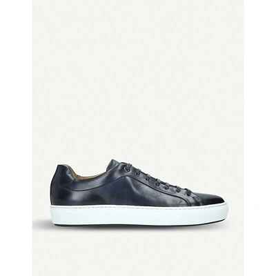 Hugo Boss Mirage Leather Trainers In Navy