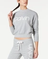 Calvin Klein Performance Logo Cropped Sweatshirt In Pearl Grey Heather