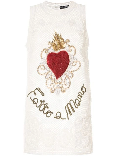 Dolce & Gabbana Sheer Embroidered Tank Top In White