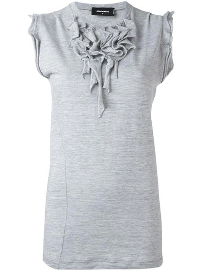 Dsquared2 Dsquared Ruffle Neck Blouse In Grey