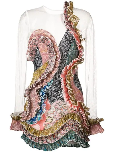 Zimmermann Patchwork Paisley-print Mesh Dress In Multi Paisley