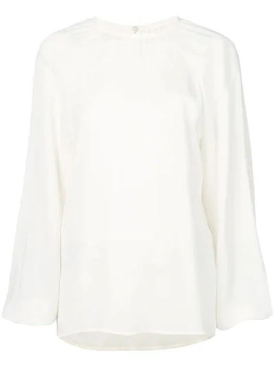 Valentino Gathered Blouse In White