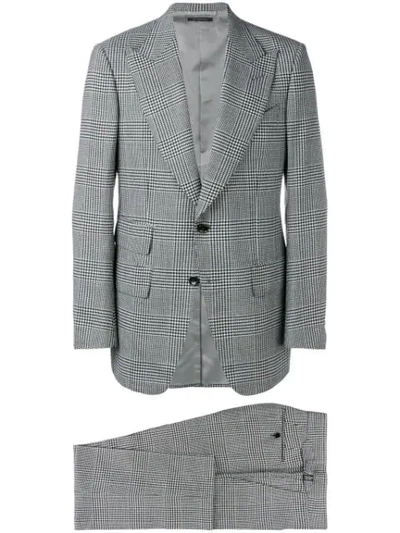 Tom Ford Prince Of Wales Check Suit In Grey