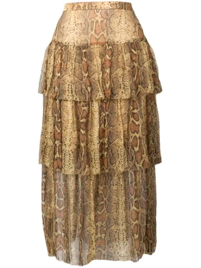 Zimmermann Snakeskin Print Skirt In Brown