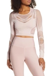 Alo Yoga Siren Long Sleeve Crop Top In Pale Mauve Heather