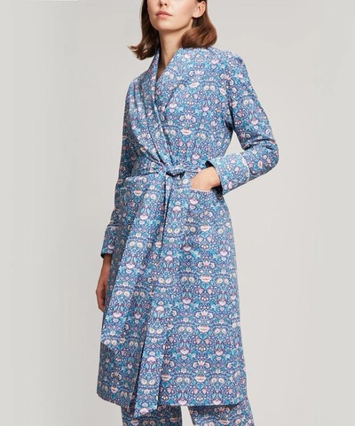 Liberty London Lodden Tana Lawn Cotton Long Robe In Navy