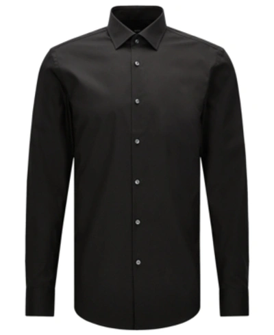 Hugo Boss Boss Men's Slim-fit Easy-iron Cotton Dress Shirt In Black