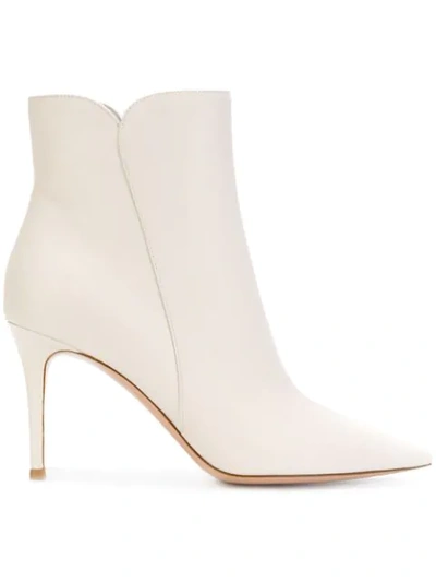 Gianvito Rossi Women's Levy Leather Ankle Boots In White