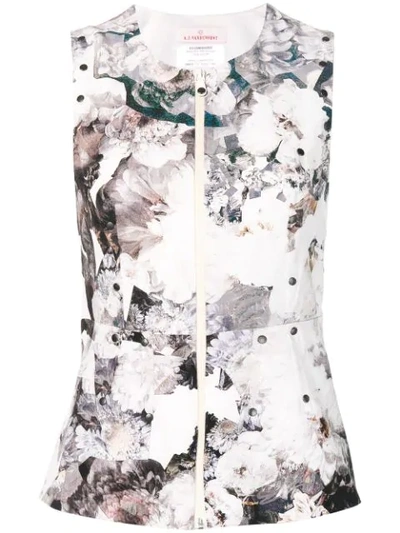 A.f.vandevorst Floral Sleeveless Top In White