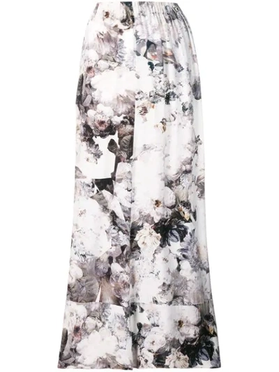 A.f.vandevorst Floral Flared Maxi Skirt In White