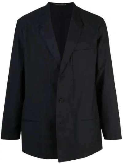 Yohji Yamamoto Washed Cotton Twill Jacket In Navy