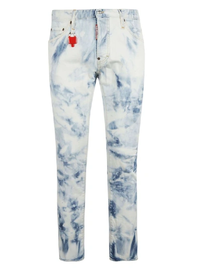 Dsquared2 Bleach Wash Skinny Jeans In White/blue
