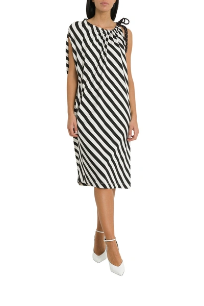 Dries Van Noten Diagonal Stripes Asymmetric Dress In White | ModeSens