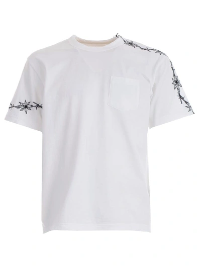 Sacai Embroidered Floral T-shirt In White