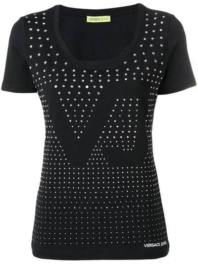 Versace Jeans Vj Embellished T-shirt In Black