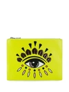 Kenzo Embroidered Eye Clutch In Yellow