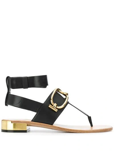 Tod's Chain Strap Flat Sandals In Black