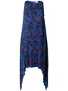 Kenzo Phoenix Print Pleated Dress In Cobalt