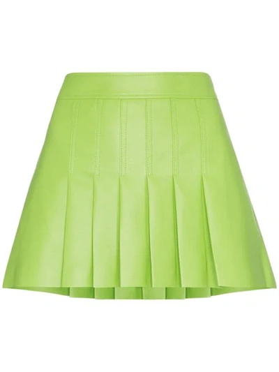 We11 Done We11done Pleated Faux Leather Mini Skirt In Green