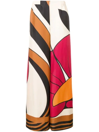 Alberta Ferretti Patterned Wide-leg Trousers In Neutrals