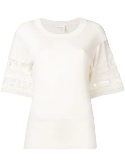 Chloé Lace Panel Top In White