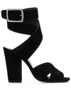 Saint Laurent Crossover Strap Sandals In Black