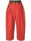 Sacai Cropped Colour Block Trousers In Orange