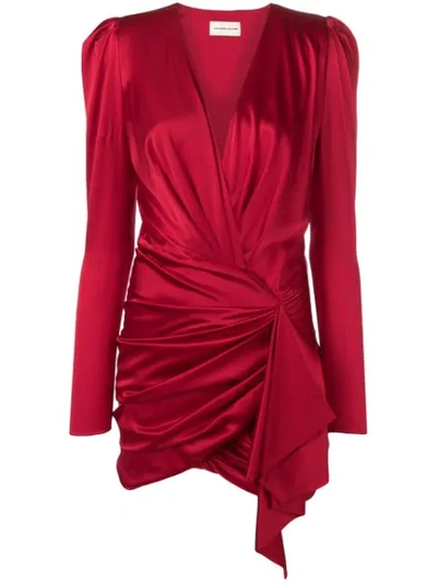 Alexandre Vauthier Asymmetric Silk-blend Satin Mini Dress In Scarlet