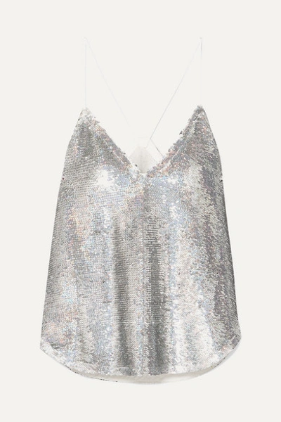 Iro Ernet Sequined Crepe Camisole In Silver