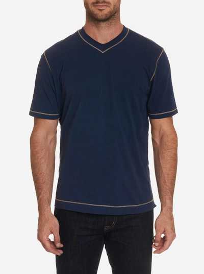 Robert Graham Maxfield Tailored Fit V-neck T-shirt In Navy