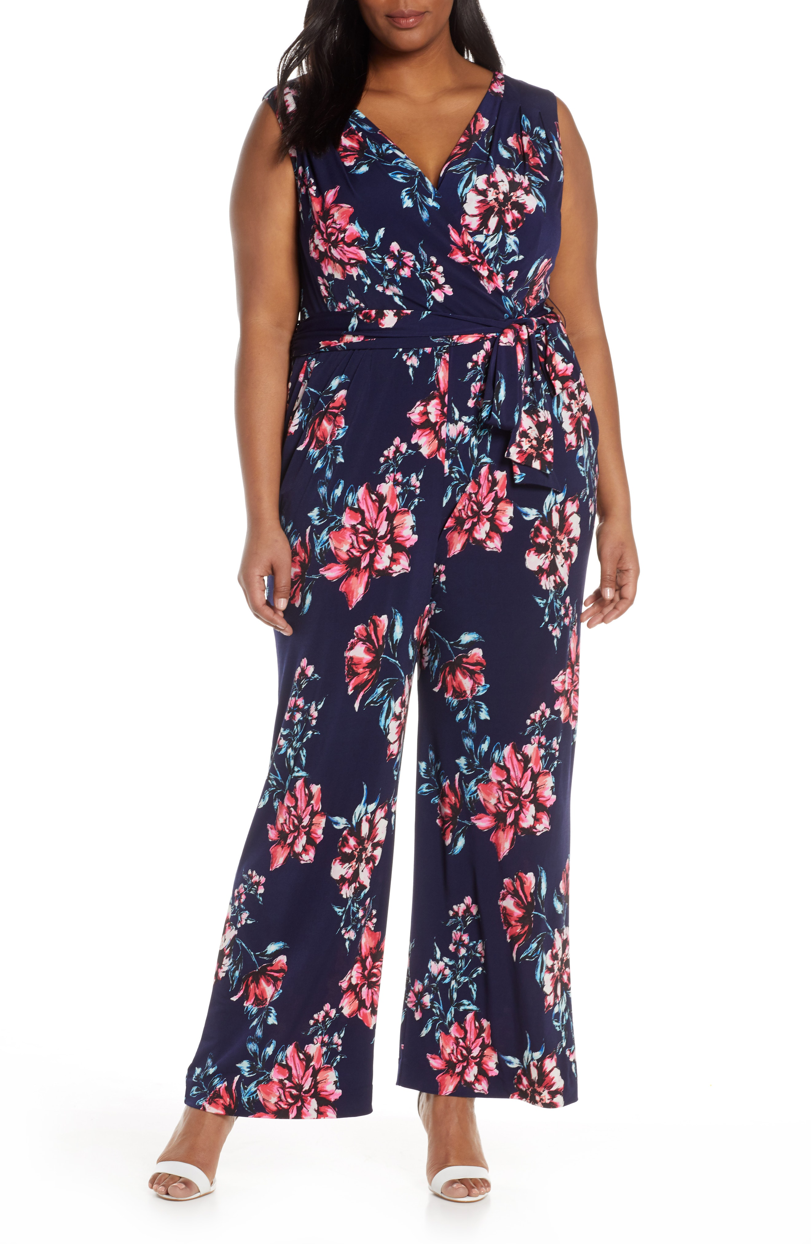 tahari floral jumpsuit