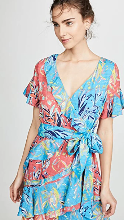 Tanya Taylor Bianka Two-tone Floral Print Silk Minidress In Botanical Floral Guava