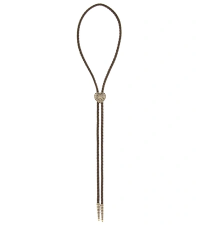 Saint Laurent Bolo Tie Heart Pendant Necklace In Black