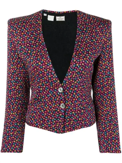 Pre-owned Valentino 1980's Floral Jacket In Black