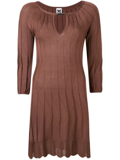 Pre-owned Missoni 2000's Knitted Scalloped Dress In Brown