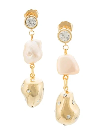 Mounser Evolution Drop Pearl Earrings In Gold