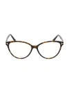 Tom Ford 53mm Blue Block Cat Eye Eyeglasses In Dark Havana