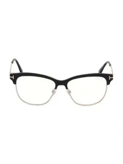 Tom Ford 52mm Blue Block Square Eyeglasses In Black