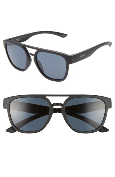 Smith Agency 54mm Chromapop(tm) Polarized Flat Top Sunglasses In Matte Black/ Black