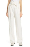 Rebecca Taylor Pinstripe Belted Wide Leg Pants In Snow Combo